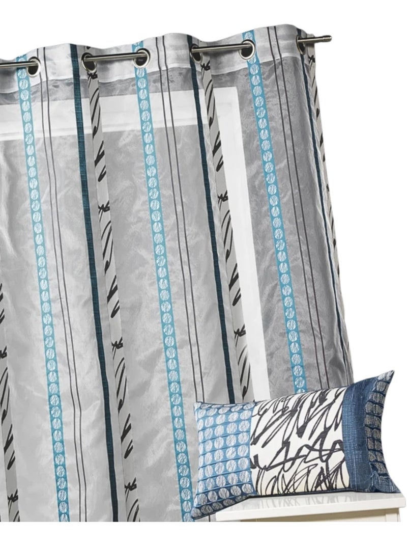Voile de organza com riscas finas de zebra Azul-petróleo - Kiabi