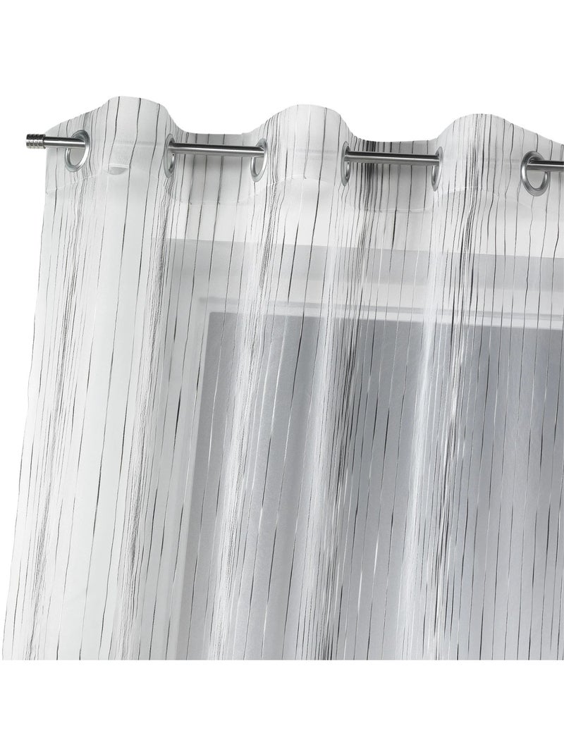 Voile de organza com riscas verticais tecidas Branco - Kiabi