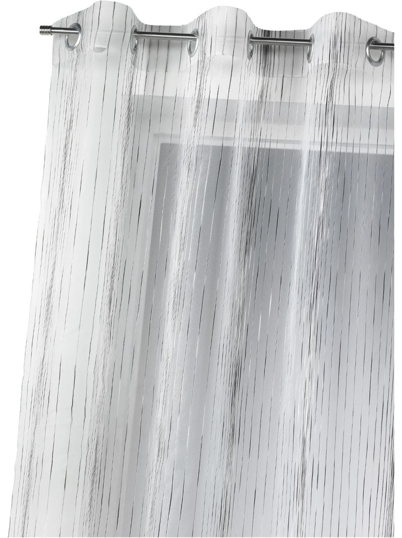 Voile de organza com riscas verticais tecidas Branco - Kiabi
