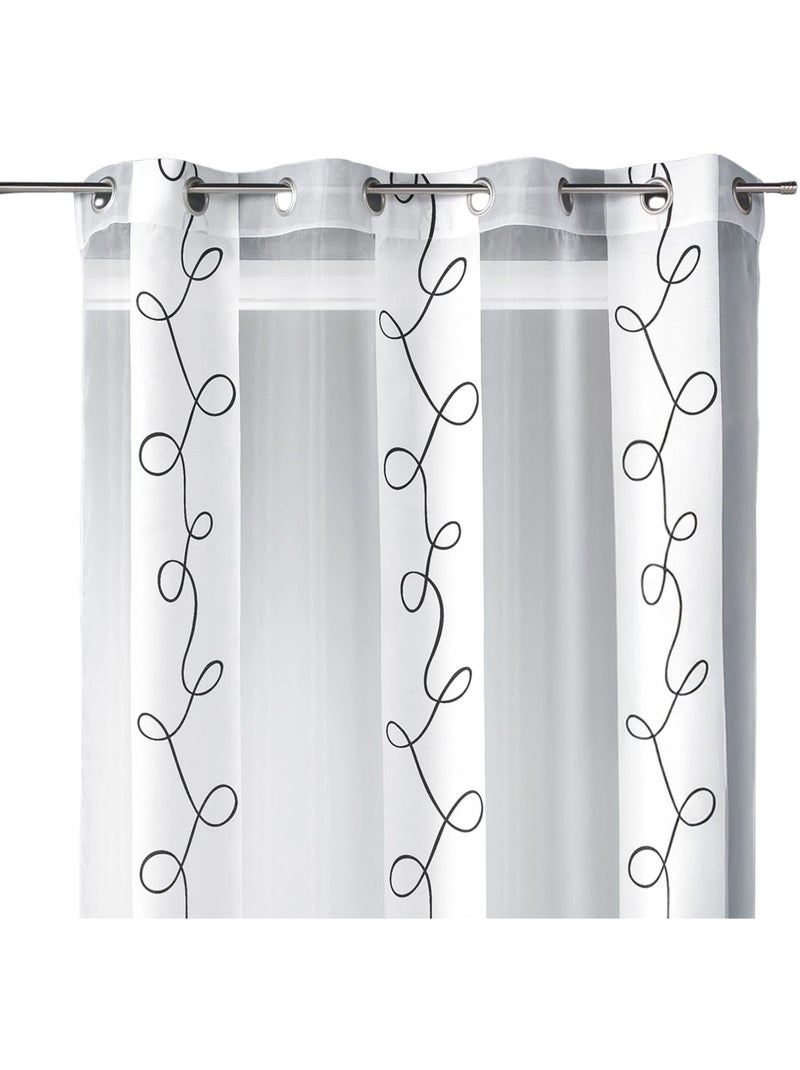 Voile de organza estampado com riscas e fios Branco - Kiabi