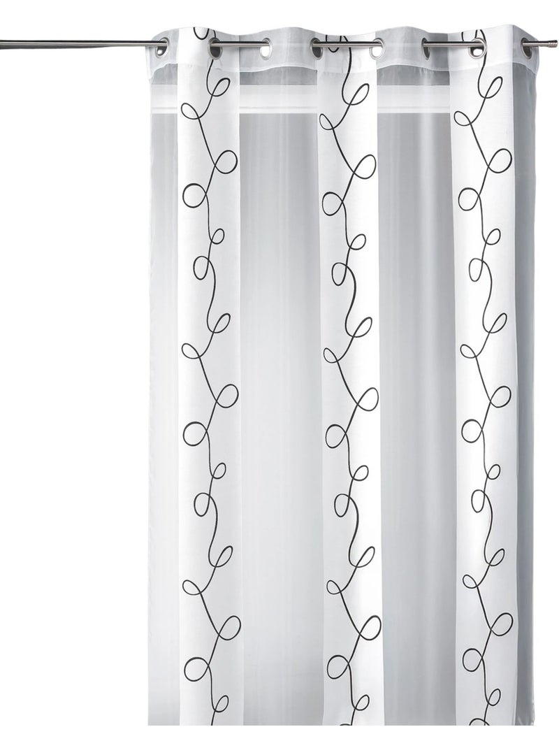 Voile de organza estampado com riscas e fios Branco - Kiabi