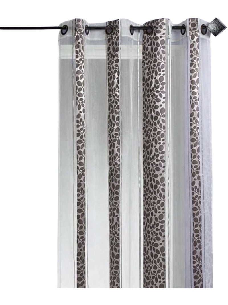 Voile de organza jacquard com motivo de folhagem Cinza claro - Kiabi