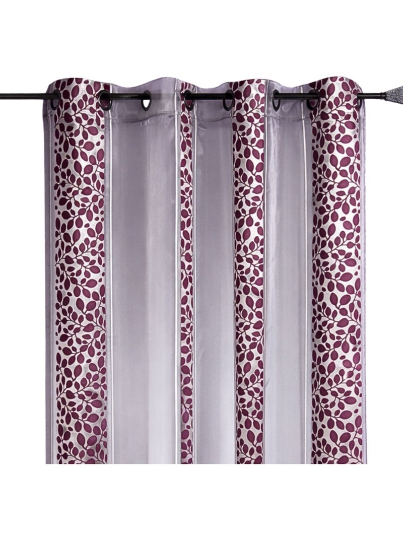 Voile de organza jacquard com motivo de folhagem Roxo ameixa - Kiabi