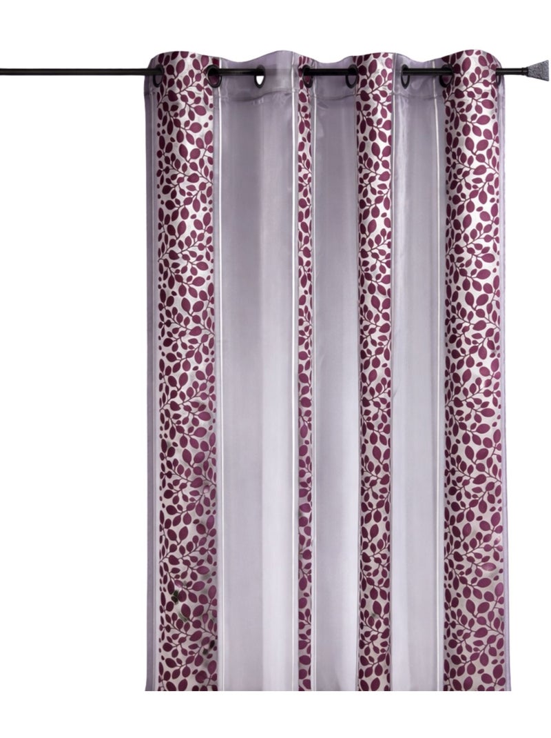 Voile de organza jacquard com motivo de folhagem Roxo ameixa - Kiabi