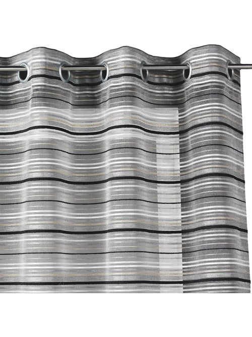 Voile de organza tecido às riscas horizontais com ilhós - Kiabi
