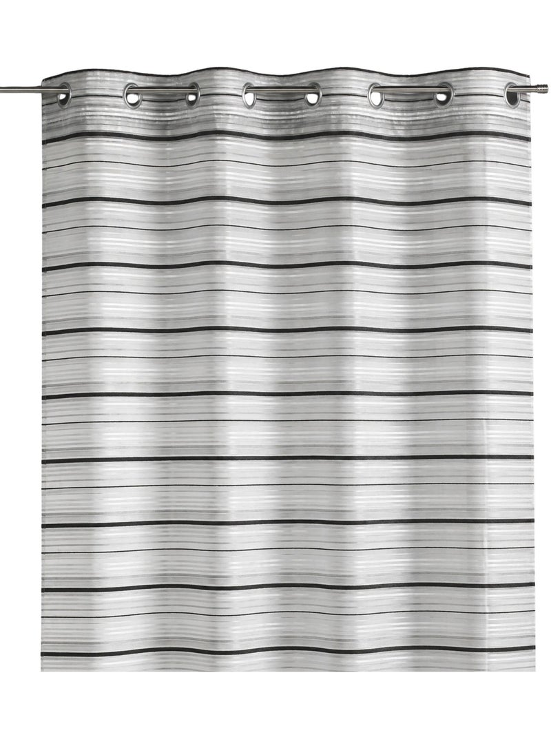 Voile de organza tecido às riscas horizontais com ilhós Prata - Kiabi