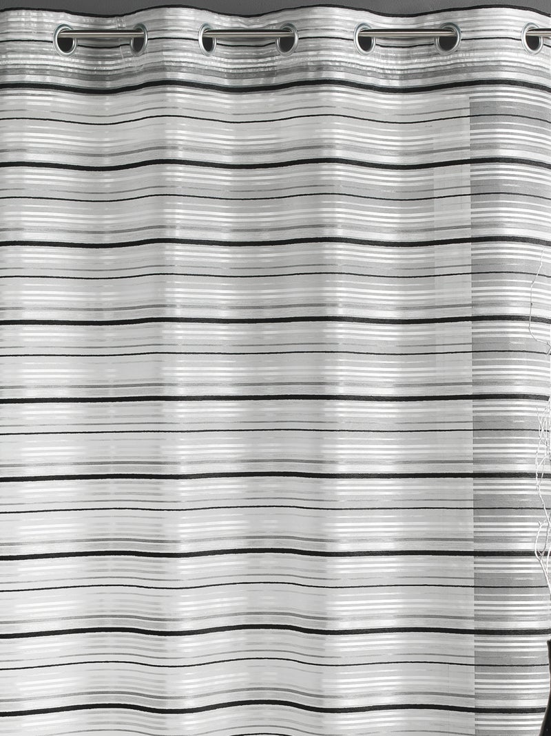 Voile de organza tecido às riscas horizontais com ilhós Prata - Kiabi