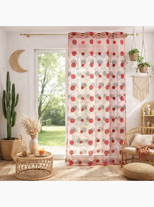 Voile vermelho com motivos bordados - Kiabi