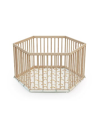 Webaby - alveo cercado hexagonal de madeira para bebê - 125 x 109 x 65 cm