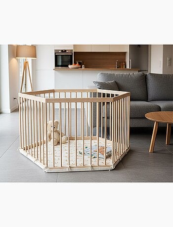 Webaby - alveo cercado hexagonal de madeira para bebê - 125 x 109 x 65 cm