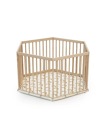 Webaby - alveo cercado hexagonal de madeira para bebê - 125 x 109 x 65 cm