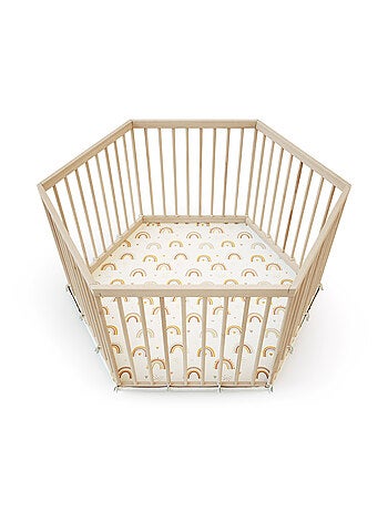 Webaby - alveo cercado hexagonal de madeira para bebê - 125 x 109 x 65 cm