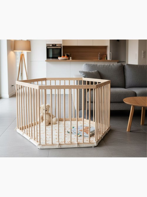 Webaby - alveo cercado hexagonal de madeira para bebê - 125 x 109 x 65 cm - Kiabi Webaby - alveo cercado hexagonal de madeira para bebê - 125 x 109 x 65 cm - Kiabi
