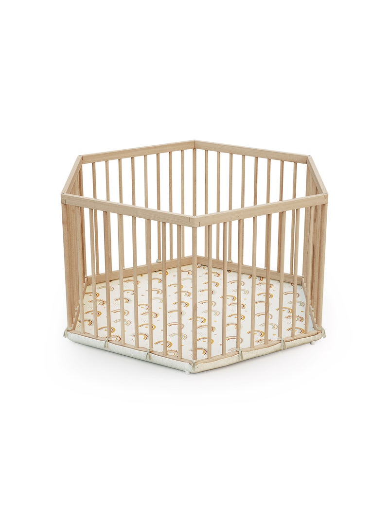 Webaby - alveo cercado hexagonal de madeira para bebê - 125 x 109 x 65 cm Bege - Kiabi