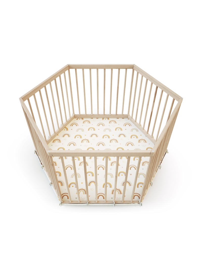 Webaby - alveo cercado hexagonal de madeira para bebê - 125 x 109 x 65 cm Bege - Kiabi