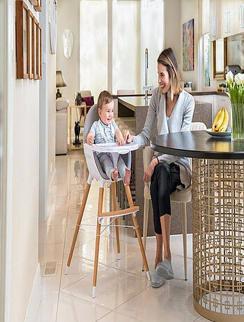 Webaby - cadeira alta para bebé de plástico branco e cinzento