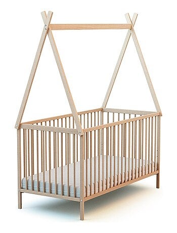 Webaby - cama de bebê com tenda de madeira 70 x 140 cm faia crua