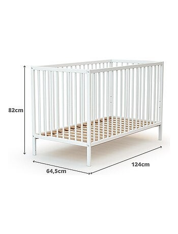 Webaby - cama de bebe de madeira branco 60 x 120 cm one