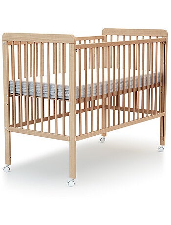Webaby - cama de bebê deslizante de madeira com colchão livo faia envernizada 60 x 120 cm