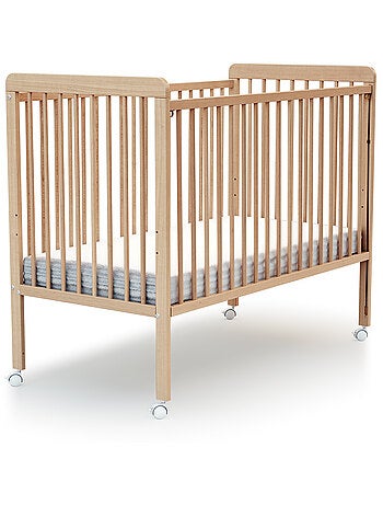 Webaby - cama de bebê deslizante de madeira com colchão livo faia envernizada 60 x 120 cm