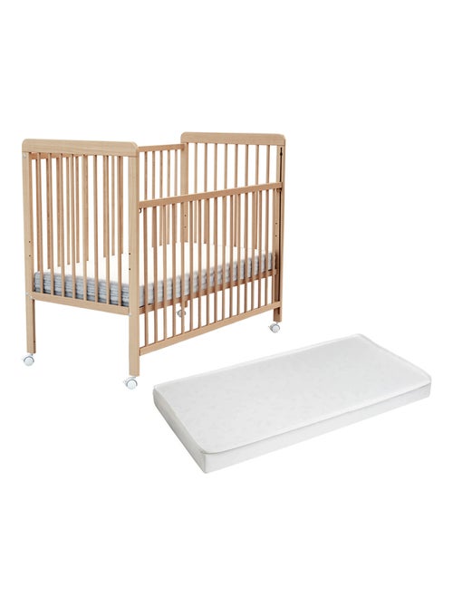 Webaby - cama de bebê deslizante de madeira com colchão livo faia envernizada 60 x 120 cm - Kiabi Webaby - cama de bebê deslizante de madeira com colchão livo faia envernizada 60 x 120 cm - Kiabi