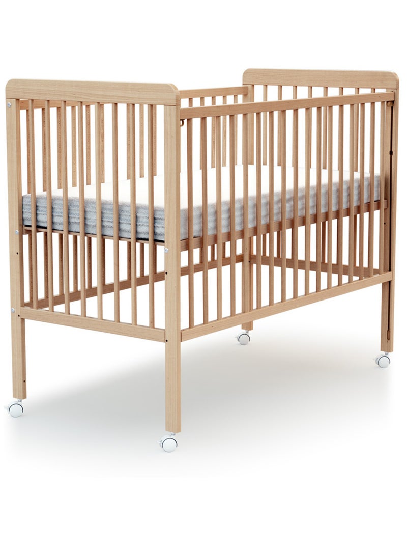 Webaby - cama de bebê deslizante de madeira com colchão livo faia envernizada 60 x 120 cm Bege claro - Kiabi