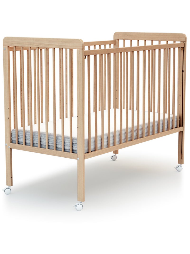 Webaby - cama de bebê deslizante de madeira com colchão livo faia envernizada 60 x 120 cm Bege claro - Kiabi