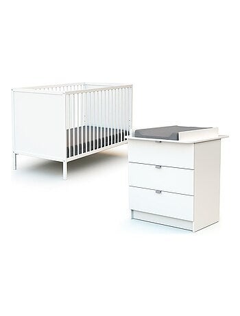 Webaby - cama de bebé e muda-fraldas de madeira branco alba