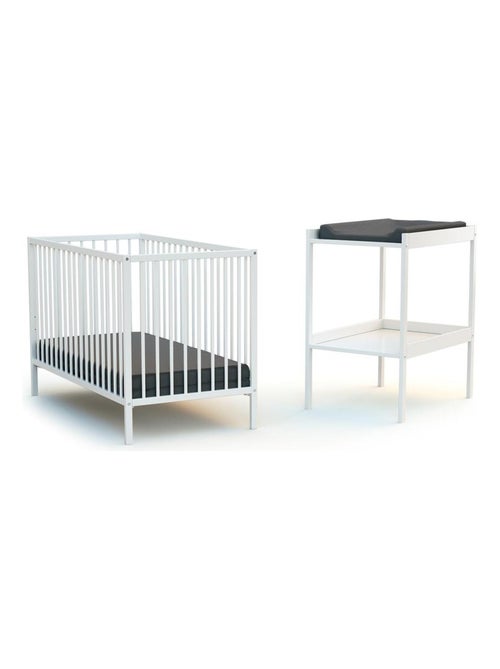Webaby - cama de bebé e muda-fraldas de madeira branco milo - Kiabi Webaby - cama de bebé e muda-fraldas de madeira branco milo - Kiabi