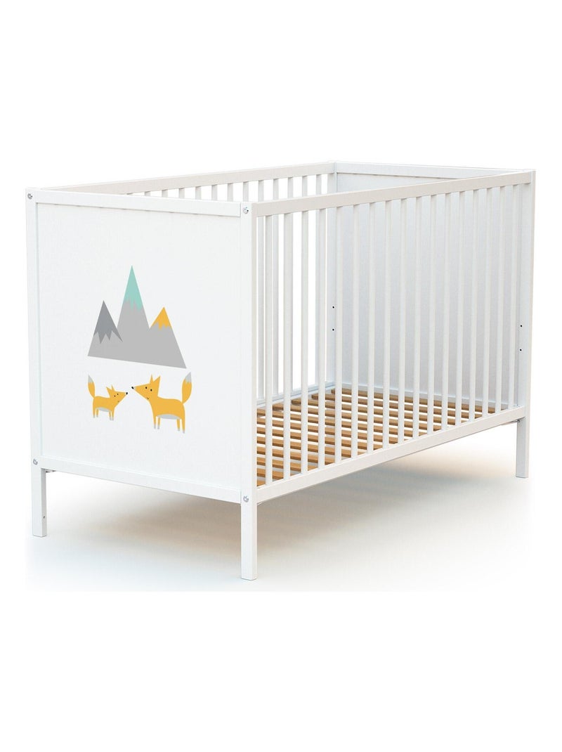 Webaby - cama de bebé e muda-fraldas renard de madeira branco alba Branco Laranja - Kiabi