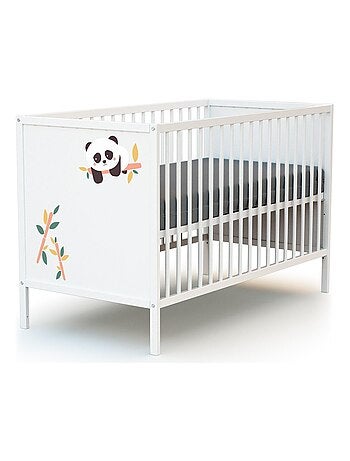 Webaby - cama de bebe panda de madeira branco 60 x 120 cm alba