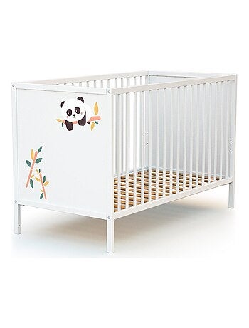 Webaby - cama de bebe panda de madeira branco 60 x 120 cm alba