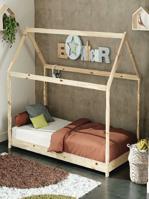 Webaby - cama infantil cabana de madeira 90 x 190 - Kiabi Webaby - cama infantil cabana de madeira 90 x 190 - Kiabi