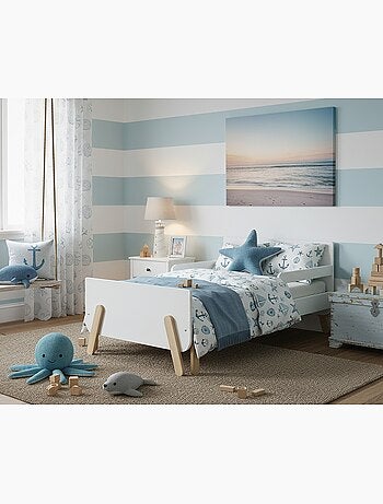Webaby - cama infantil extensível de madeira 80x140-165-190 pirate - branco