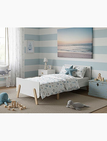 Webaby - cama infantil extensível de madeira 80x140-165-190 pirate com colchão - branco