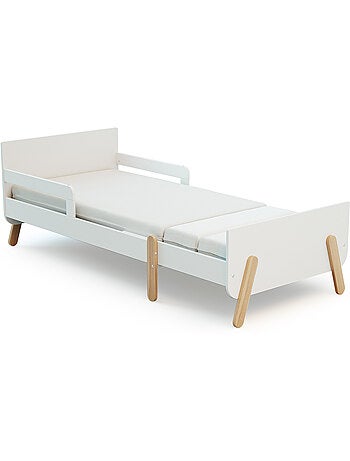 Webaby - cama infantil extensível de madeira 80x140-165-190 pirate com colchão - branco