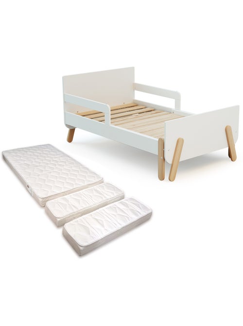 Webaby - cama infantil extensível de madeira 80x140-165-190 pirate com colchão - branco - Kiabi Webaby - cama infantil extensível de madeira 80x140-165-190 pirate com colchão - branco - Kiabi