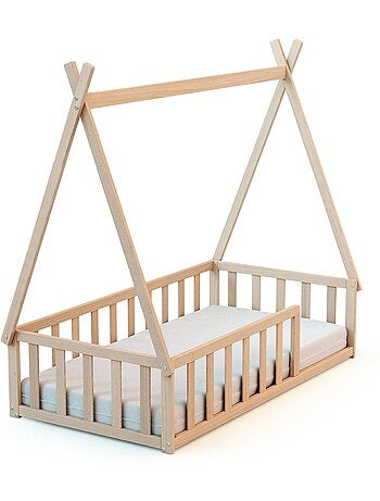 Webaby - cama tepee de madeira faia em bruto