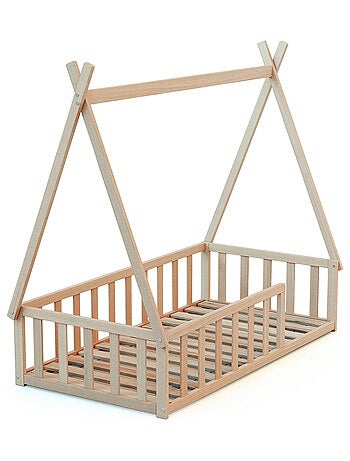 Webaby - cama tepee de madeira faia em bruto