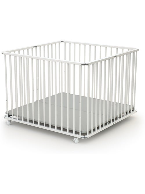 Webaby - cercadinho de bebê dobrável em madeira com rodas cali branco 100 x 100 cm - Kiabi Webaby - cercadinho de bebê dobrável em madeira com rodas cali branco 100 x 100 cm - Kiabi