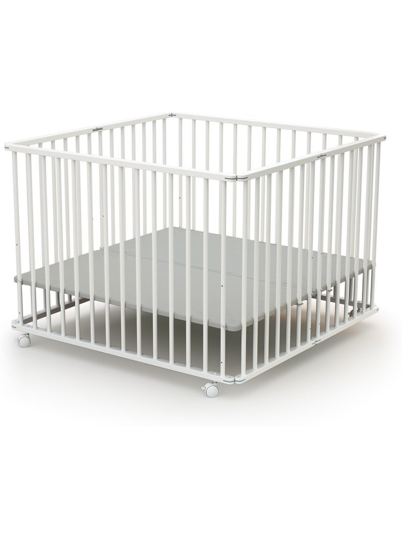 Webaby - cercadinho de bebê dobrável em madeira com rodas cali branco 100 x 100 cm Branco - Kiabi