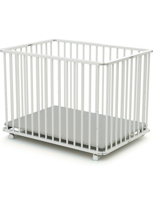 Webaby - cercadinho de bebê dobrável em madeira com rodas cali branco 70 x 100 cm - Kiabi Webaby - cercadinho de bebê dobrável em madeira com rodas cali branco 70 x 100 cm - Kiabi