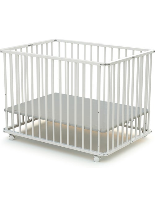 Webaby - cercadinho de bebê dobrável em madeira com rodas cali branco 70 x 100 cm - Kiabi Webaby - cercadinho de bebê dobrável em madeira com rodas cali branco 70 x 100 cm - Kiabi