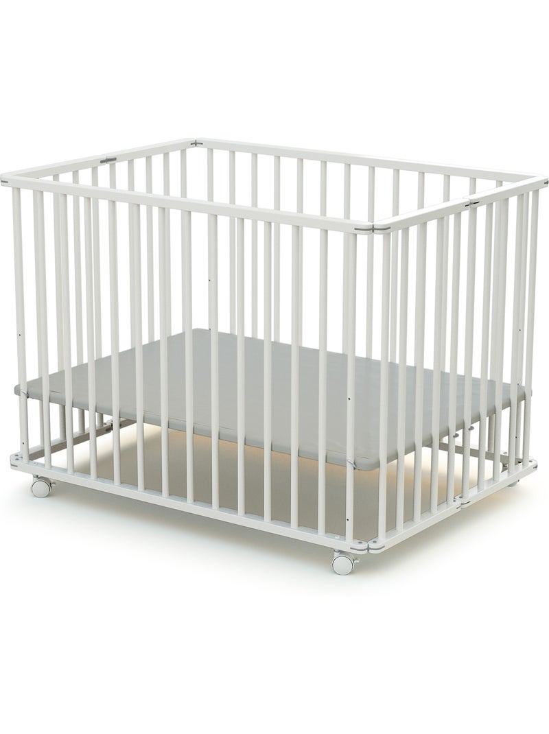 Webaby - cercadinho de bebê dobrável em madeira com rodas cali branco 70 x 100 cm Branco - Kiabi