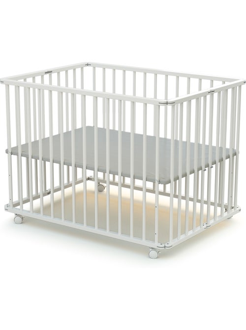 Webaby - cercadinho de bebê dobrável em madeira com rodas cali branco 70 x 100 cm - Kiabi Webaby - cercadinho de bebê dobrável em madeira com rodas cali branco 70 x 100 cm - Kiabi