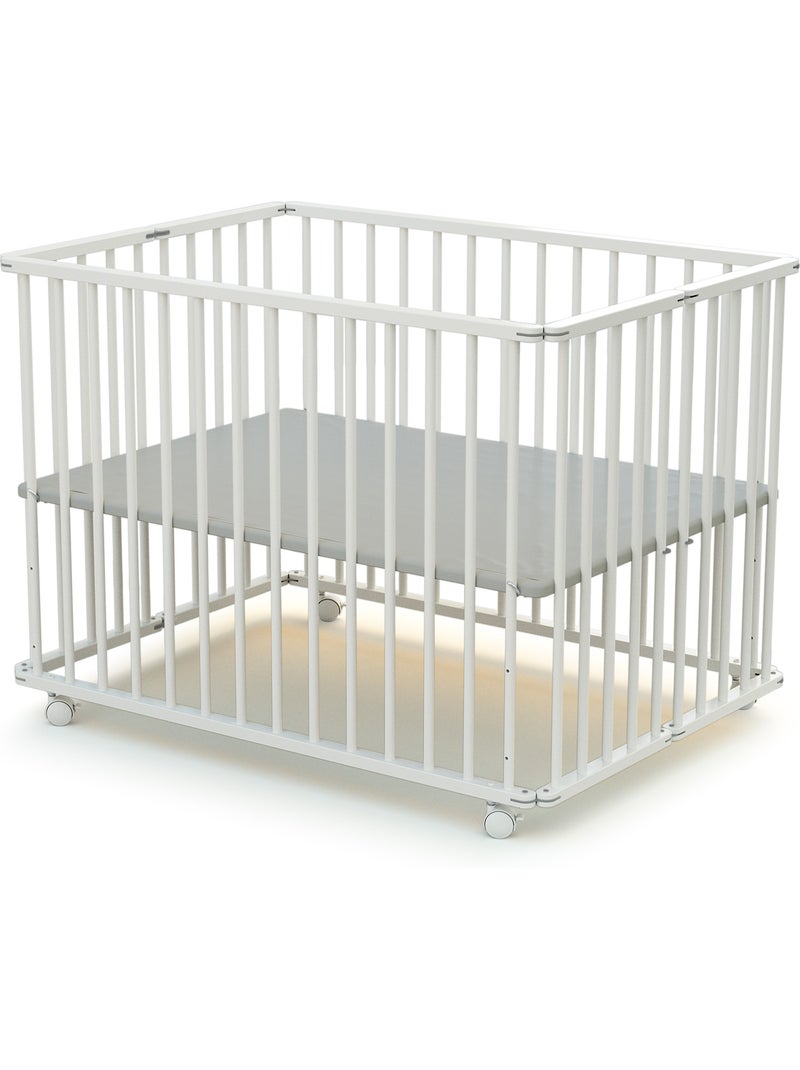 Webaby - cercadinho de bebê dobrável em madeira com rodas cali branco 70 x 100 cm Branco - Kiabi