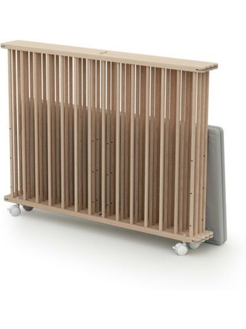 Webaby - cercadinho de bebê dobrável em madeira com rodas cali faia em bruto 100 x 100 cm Bege - Kiabi