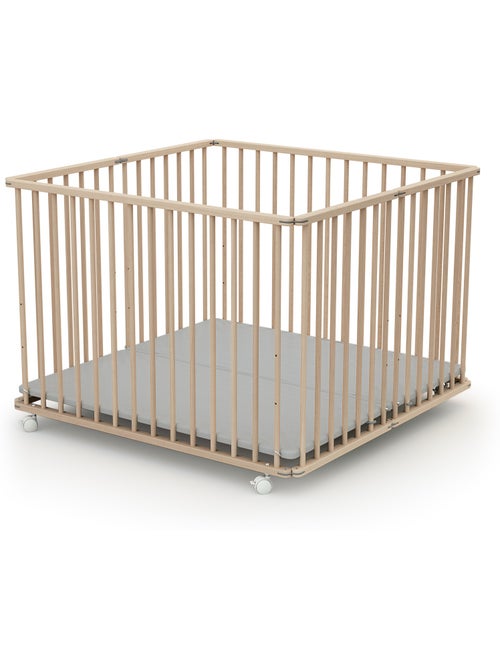 Webaby - cercadinho de bebê dobrável em madeira com rodas cali faia em bruto 70 x 100 cm - Kiabi Webaby - cercadinho de bebê dobrável em madeira com rodas cali faia em bruto 70 x 100 cm - Kiabi