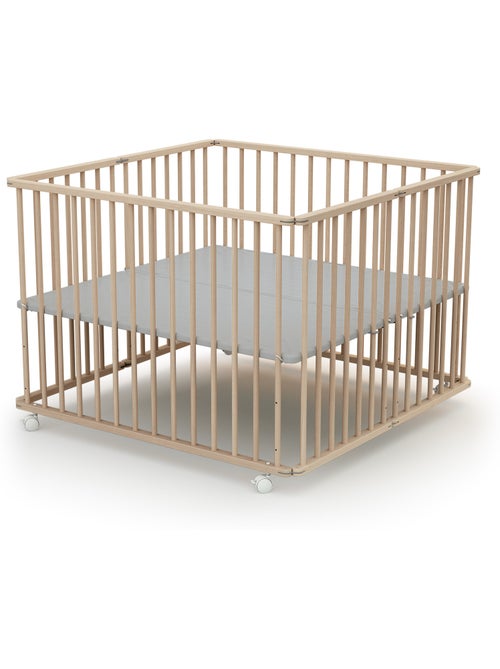 Webaby - cercadinho de bebê dobrável em madeira com rodas cali faia em bruto 70 x 100 cm - Kiabi Webaby - cercadinho de bebê dobrável em madeira com rodas cali faia em bruto 70 x 100 cm - Kiabi