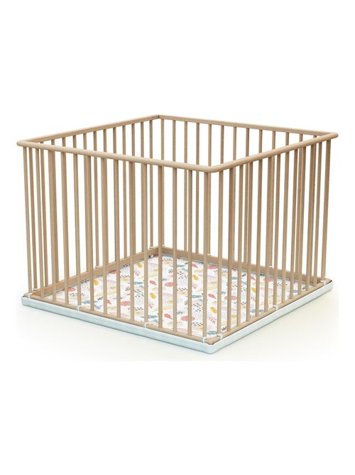 Webaby - cercadinho de bebê em madeira faia em bruto 100 x 100 cm cubo - Kiabi Webaby - cercadinho de bebê em madeira faia em bruto 100 x 100 cm cubo - Kiabi